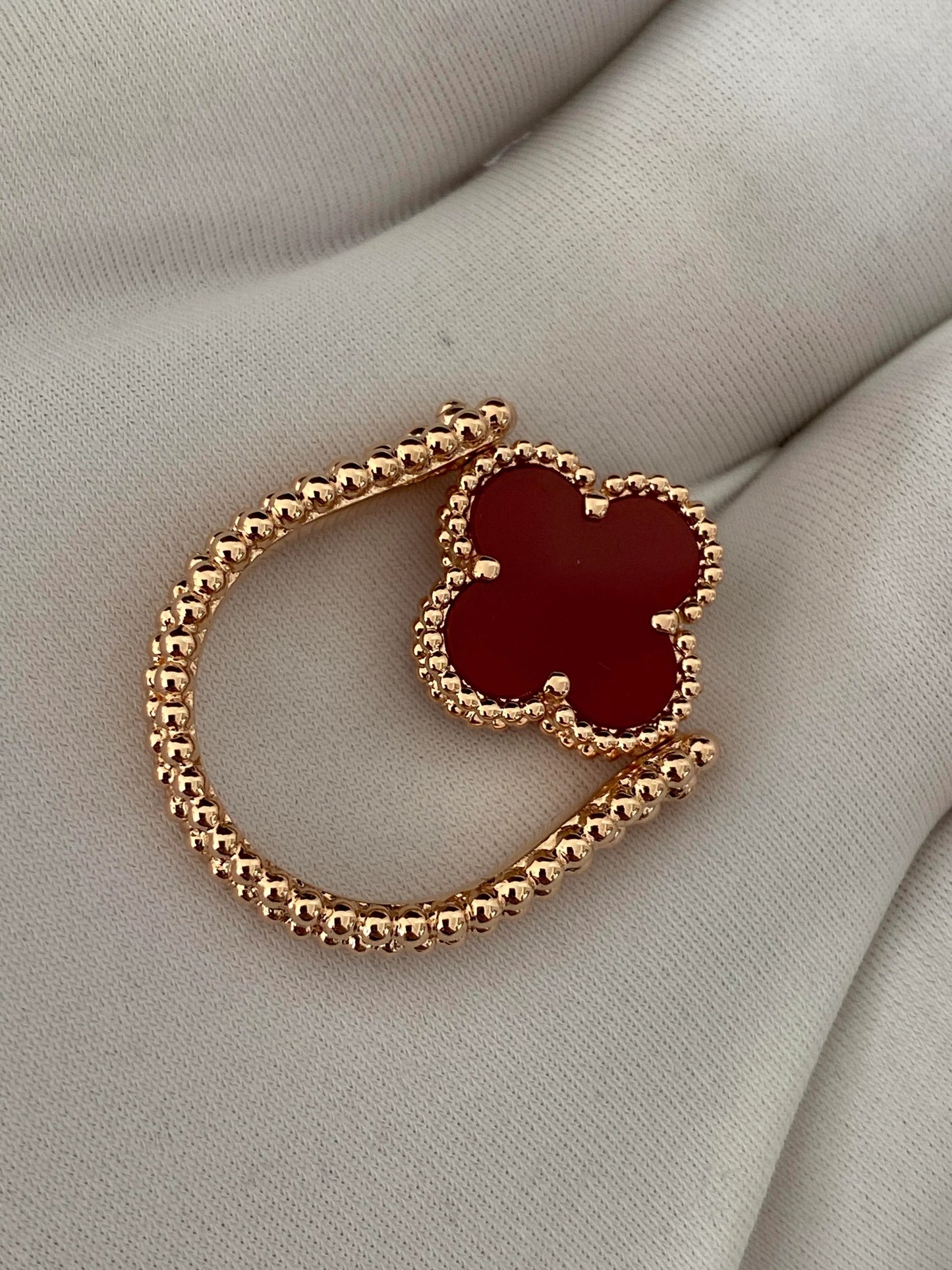 Carnelian Vintage Alhambra 18K Rose Gold Diamond Reversible Ring