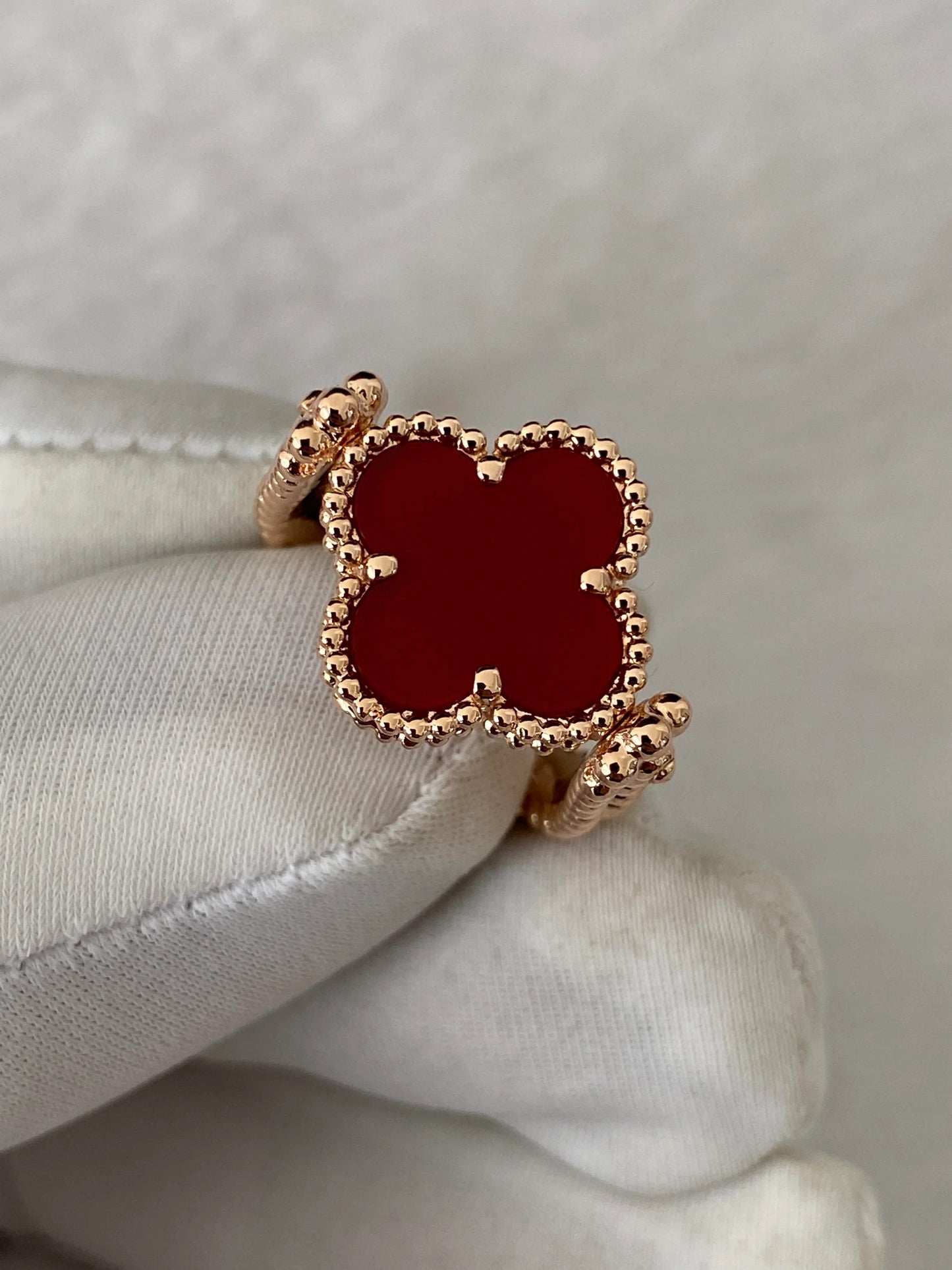 Carnelian Vintage Alhambra 18K Rose Gold Diamond Reversible Ring