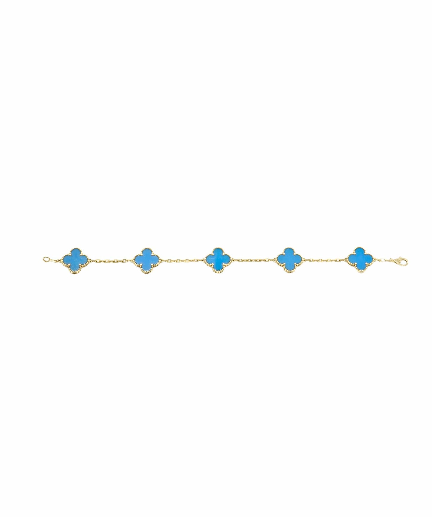 Vintage Alhambra 18K Yellow Gold Agate Bracelet
