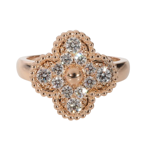 Rose Gold Vintage Alhambra Diamond Ring