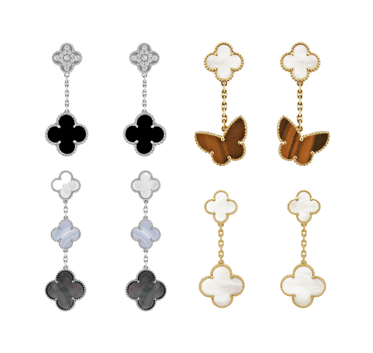 Clover Magic / Lucky Alhambra 18K Gold Silver Plated Dangle And Drop Earrings