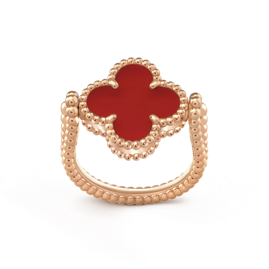 Carnelian Vintage Alhambra 18K Rose Gold Diamond Reversible Ring