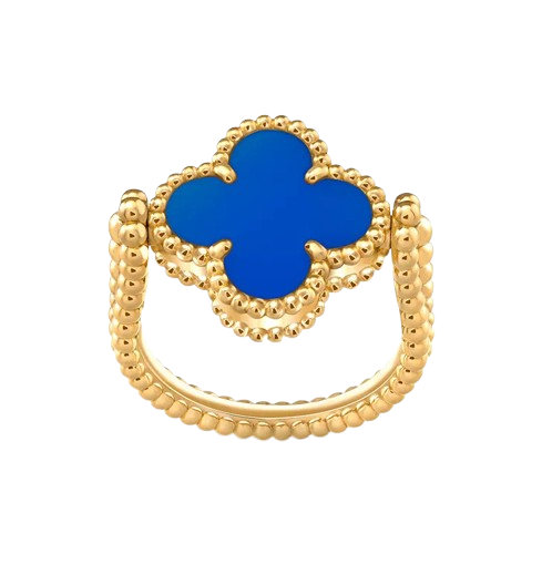 Agate Vintage Alhambra 18K Yellow Gold Diamond Reversible Ring