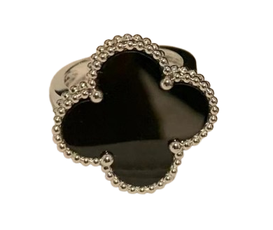 18K White Gold Onyx Magic Alhambra Ring