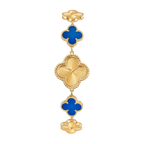 Clover Vintage Alhambra Agate 925 Sterling Silver 18K Gold Watch