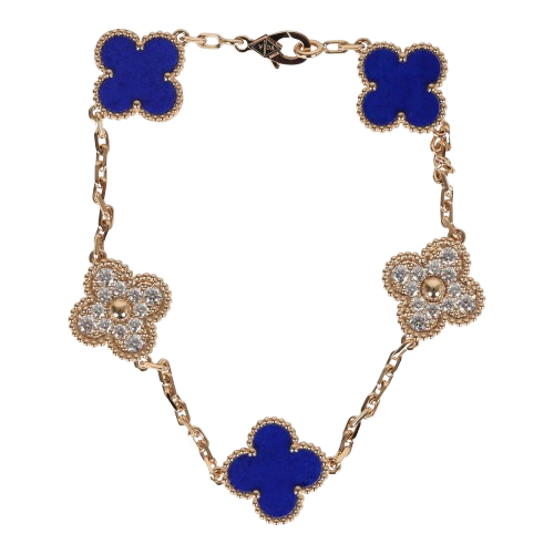 Vintage Alhambra 18K Yellow Gold Turquoise Bracelet