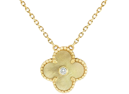 2018 Gold Mother Of Pearl Holiday Pendant 18K Gold 15mm Clover Necklace