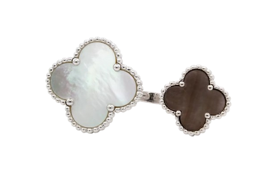 18K White Gold Mother Of Pearl Magic Alhambra Between The Finger Ring