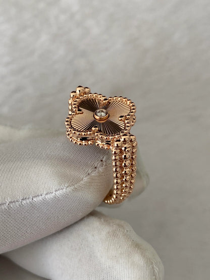 Carnelian Vintage Alhambra 18K Rose Gold Diamond Reversible Ring