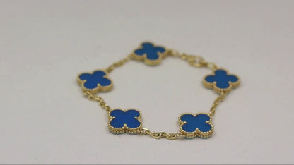 Vintage Alhambra 18K Yellow Gold Agate Bracelet