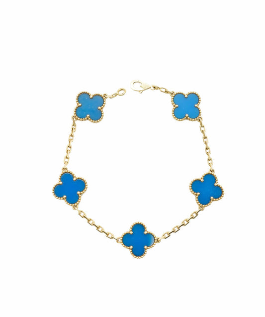 Vintage Alhambra 18K Yellow Gold Agate Bracelet