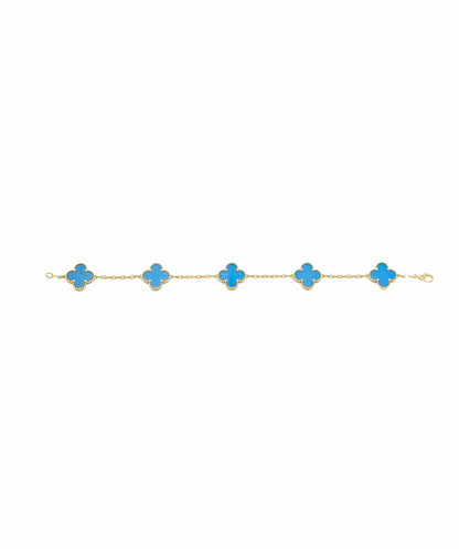 Vintage Alhambra 18K Yellow Gold Agate Bracelet